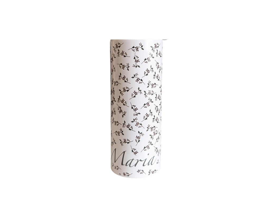Skinny Tumbler med sugrör - Dubbelväggad 600ml - Anpassningsbar - Akvarell Bär