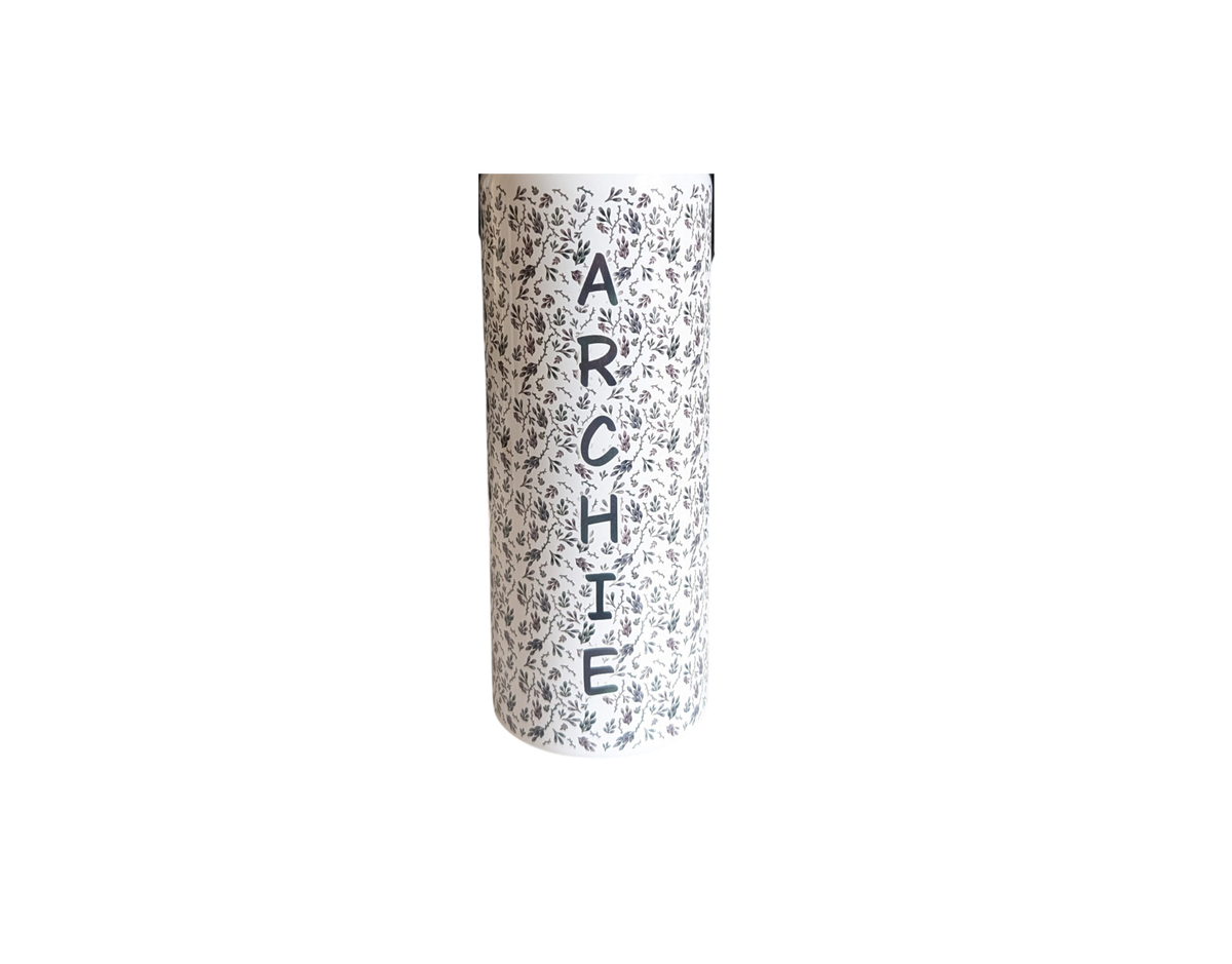 Skinny Tumbler med sugrör - Dubbelväggad 600ml - Anpassningsbar - Akvarell Löv