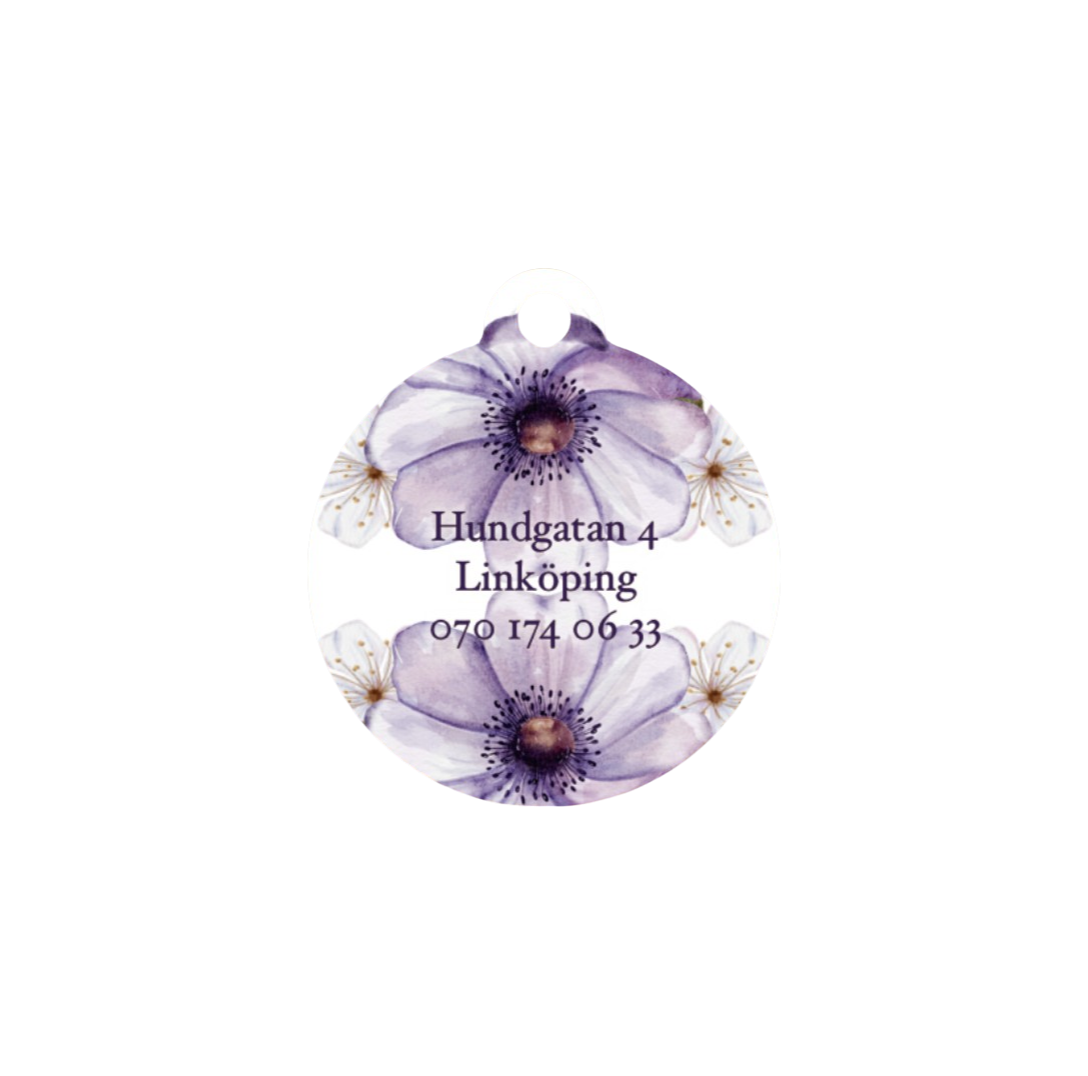 Anpassningsbar Hundbricka - Speglade Blommor