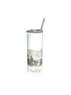 Skinny Tumbler med sugrör - Dubbelväggad 600ml - Anpassningsbar - Foggy Forest