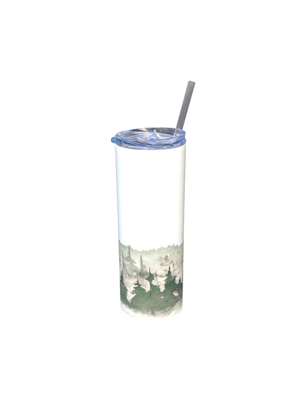 Skinny Tumbler med sugrör - Dubbelväggad 600ml - Anpassningsbar - Foggy Forest