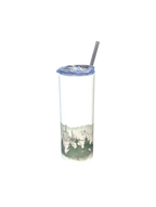 Skinny Tumbler med sugrör - Dubbelväggad 600ml - Anpassningsbar - Foggy Forest