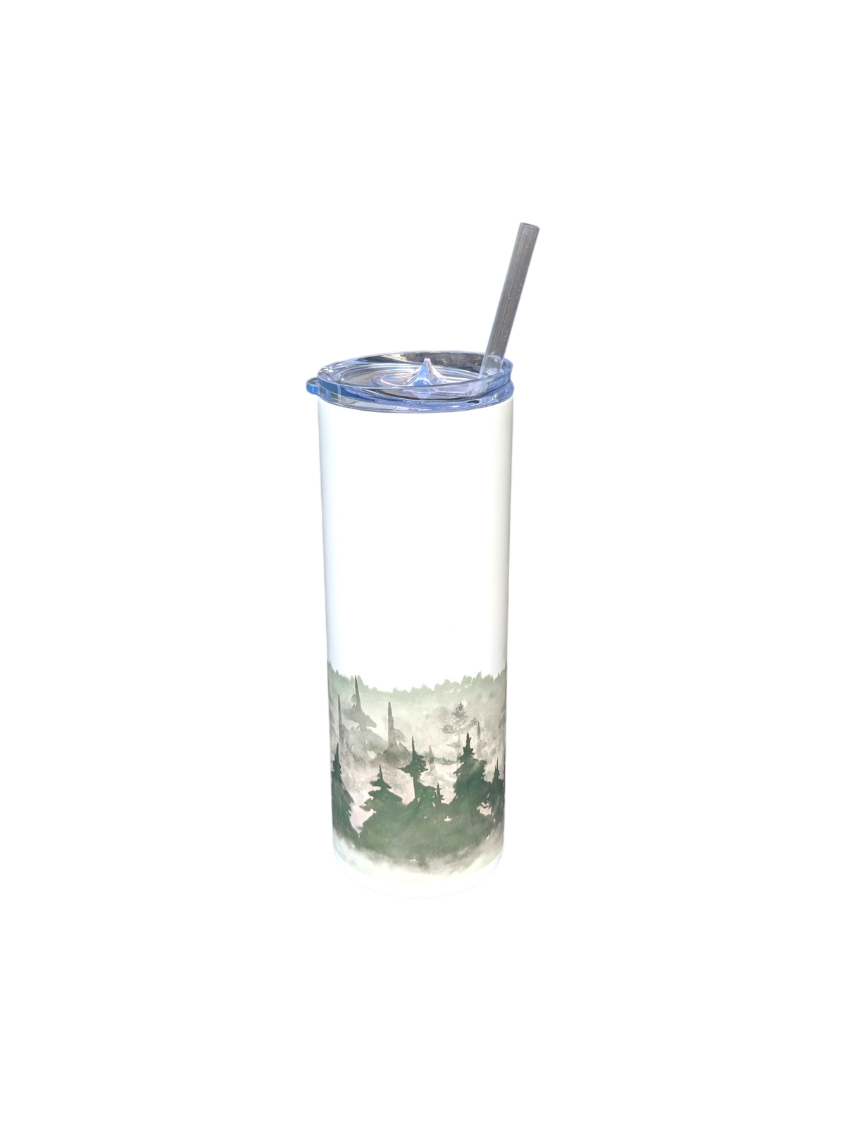 Skinny Tumbler med sugrör - Dubbelväggad 600ml - Anpassningsbar - Foggy Forest