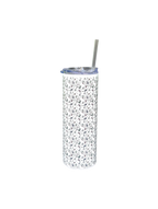 Skinny Tumbler med sugrör - Dubbelväggad 600ml - Anpassningsbar - Akvarell Löv