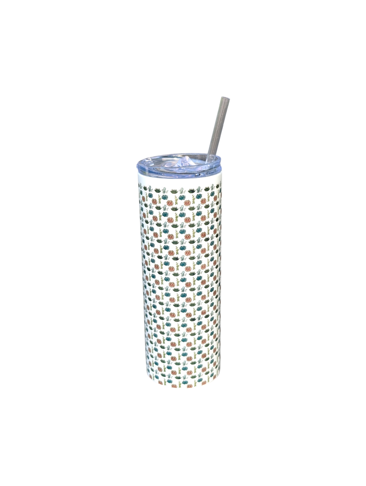 Skinny Tumbler med sugrör - Dubbelväggad 600ml - Anpassningsbar - Suckulenter