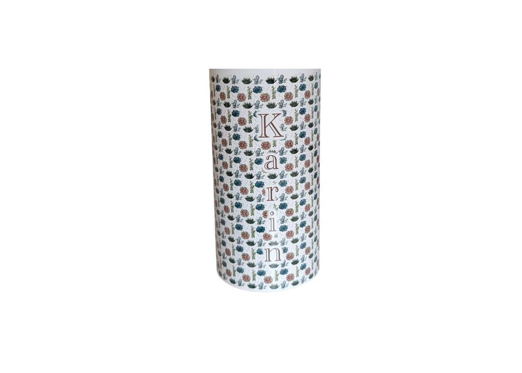 Skinny Tumbler med sugrör - Dubbelväggad 600ml - Anpassningsbar - Suckulenter